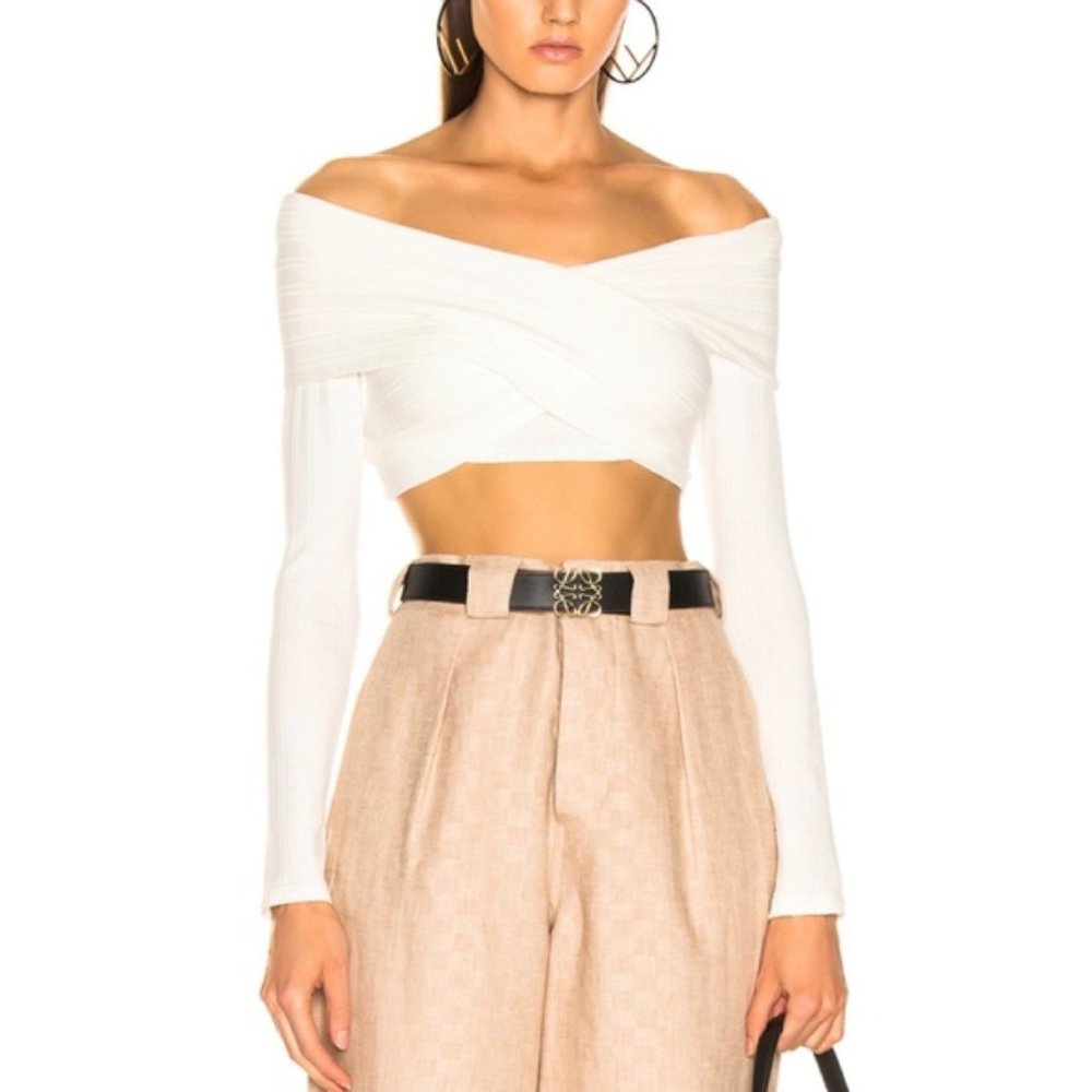 Mara Hoffman Noemi wrap style long sleeve Crop Top